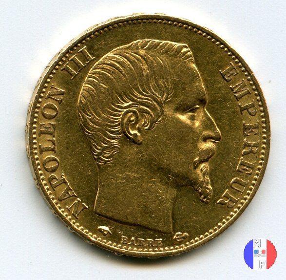 20 franchi - testa nuda 1859 (Parigi)