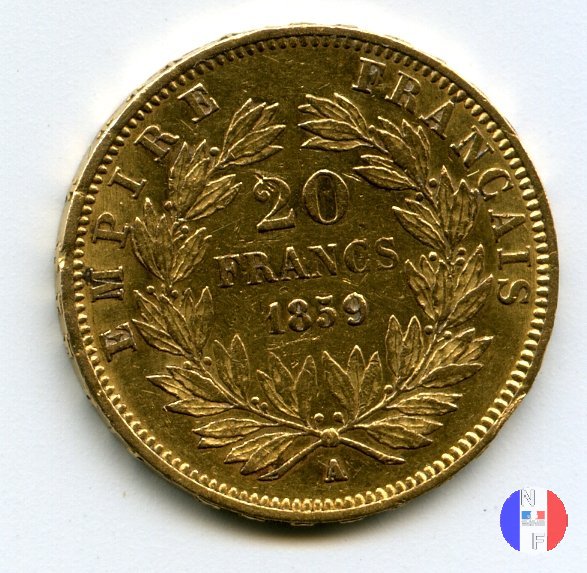 20 franchi - testa nuda 1859 (Parigi)