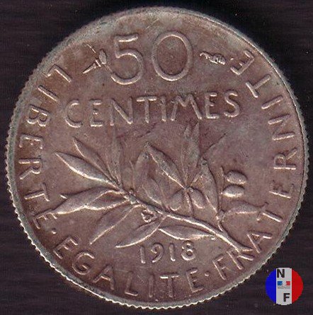 50 centesimi seminatrice 1918 (Parigi)