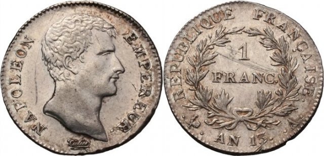 1 franco - testa nuda 1804-1805 (Parigi)