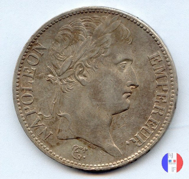 5 franchi - testa laureata, tipo Empire 1809 (Rouen)