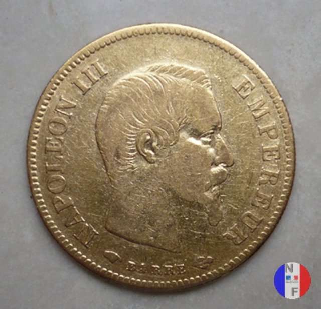 10 franchi - testa nuda, grande modulo 1857 (Parigi)