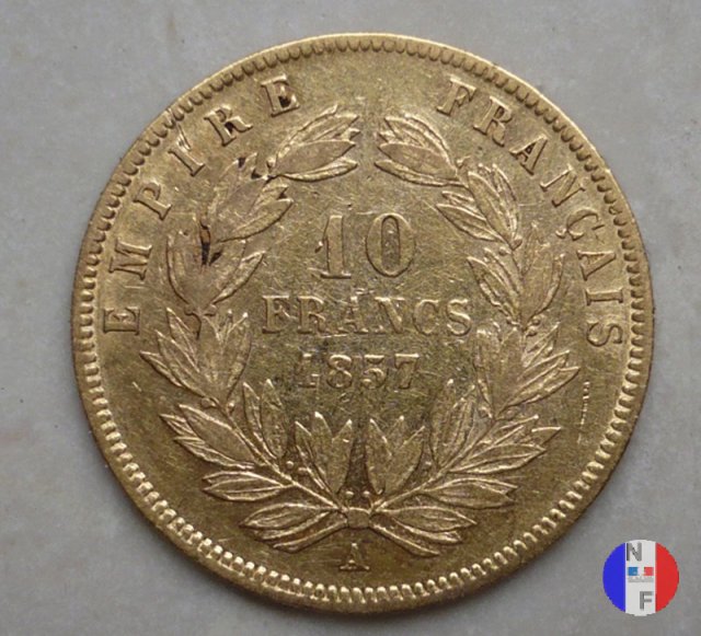 10 franchi - testa nuda, grande modulo 1857 (Parigi)