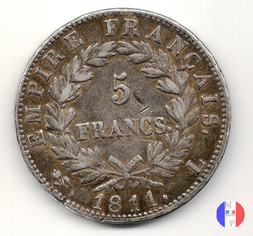 5 franchi - testa laureata, tipo Empire 1811 (Bayonne)