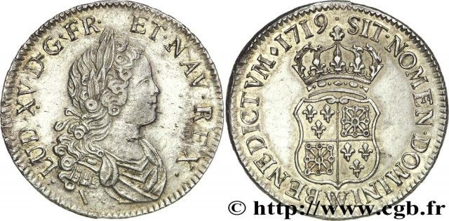 1/2 scudo di Francia-Navarra 1719 (Besançon)