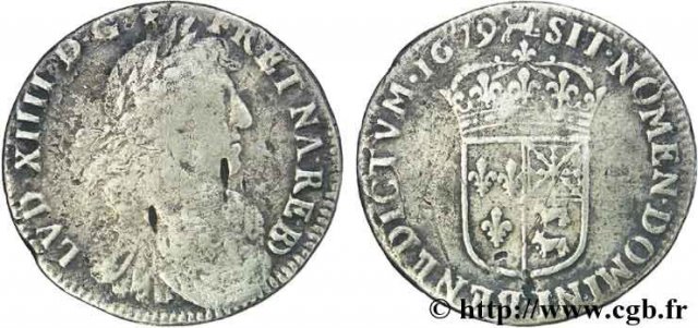 1/4 scudo di Béarn al busto giovanile 1679 (Pau)