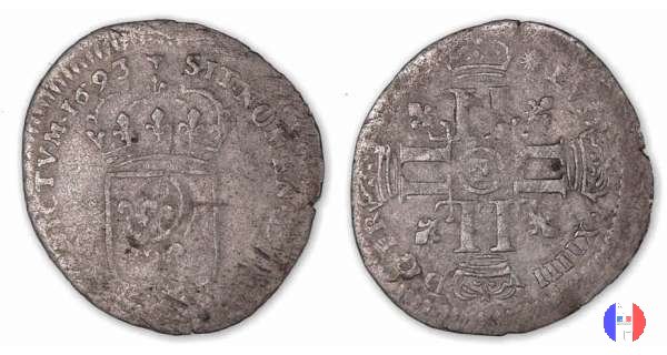 15 denari agli 8L riconiati su vecchi conii 1693 (Tours)