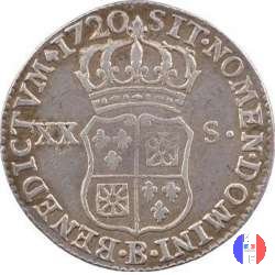 1/6 di scudo o 20 sols di Francia-Navarra 1720 (Rouen)