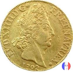 Doppio Luigi d'oro agli 8 L e alle insegne 1702 (Paris)