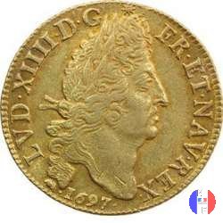 Doppio Luigi d'oro ai 4 L 1697 (Lyon)