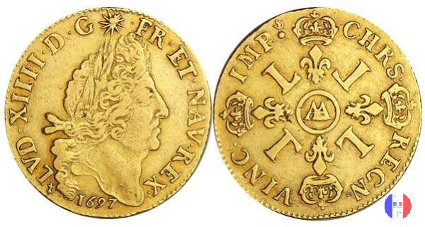 Doppio Luigi d'oro ai 4 L 1697 (Metz)