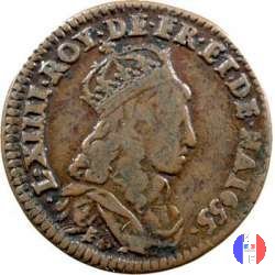 Liard di Francia al busto giovanile II tipo 1655 (Acquigny)