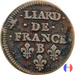 Liard di Francia al busto giovanile II tipo 1655 (Acquigny)