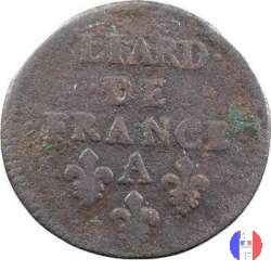 Liard di Francia al busto giovanile II tipo 1655 (Corbeil)