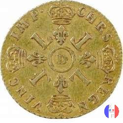 Luigi d'oro ai 4 L dal 1696 al 1700 1697 (Lyon)