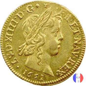 Luigi d'oro mèche longue dal 1646 al 1652 1651 (Montpellier)