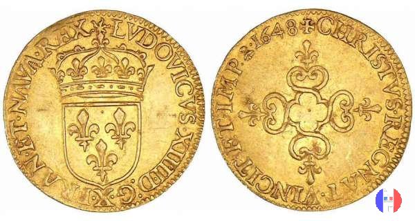 Scudo d'oro del sole conio al martello 1648 (Amiens)