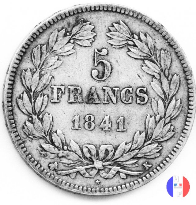 5 franchi - testa coronata 1841 (Bordeaux)