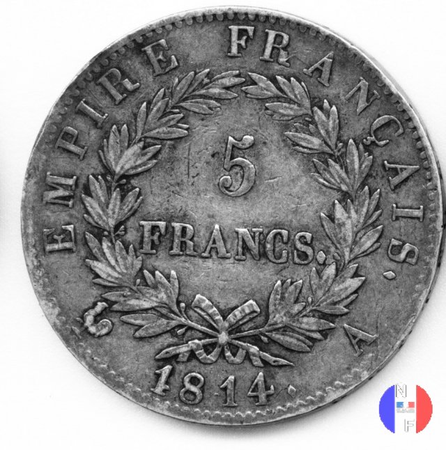 5 franchi - testa laureata, tipo Empire 1814 (Parigi)