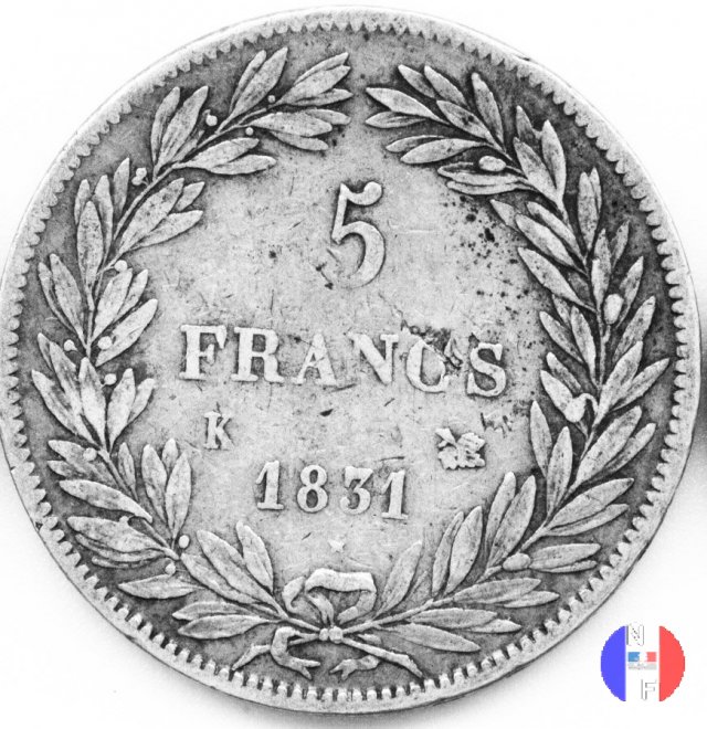 5 franchi - testa nuda 1831 (Bordeaux)