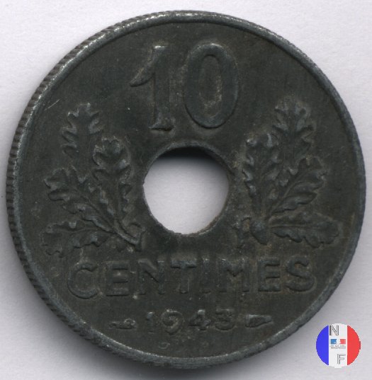 10 centesimi - grande modulo 1943 (Parigi)