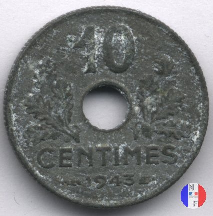 10 centesimi - piccolo modulo 1943 (Parigi)