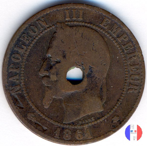 10 centesimi - testa laureata 1861 (Parigi)