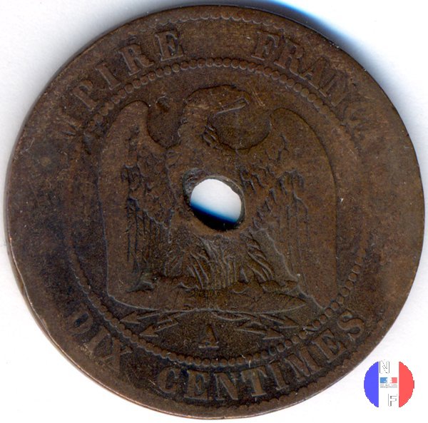 10 centesimi - testa laureata 1861 (Parigi)