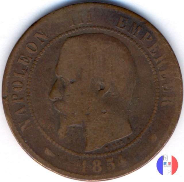 10 centesimi - testa nuda 1854 (Marsiglia)