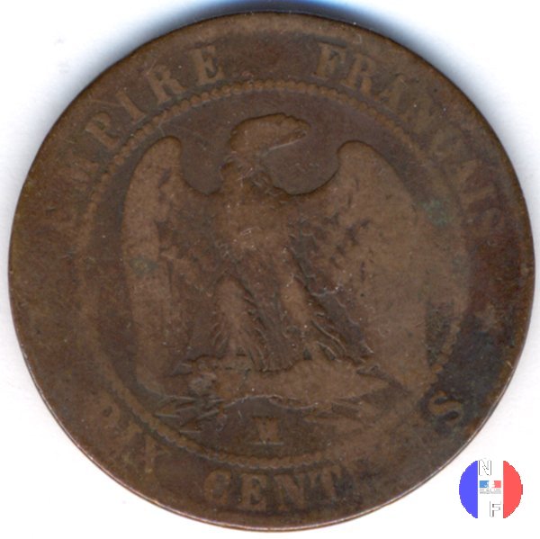 10 centesimi - testa nuda 1854 (Marsiglia)