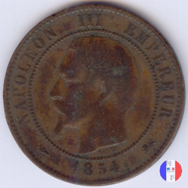 10 centesimi - testa nuda 1854 (Lione)