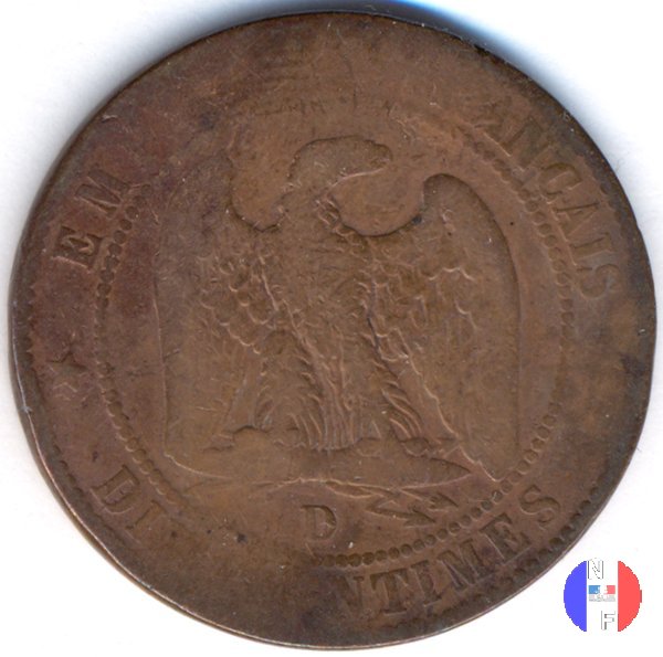 10 centesimi - testa nuda 1855 (Lione)