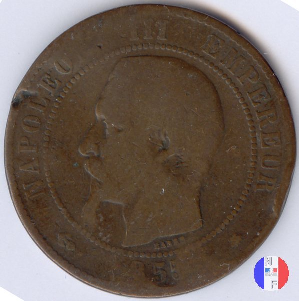 10 centesimi - testa nuda 1855 (Strasburgo)