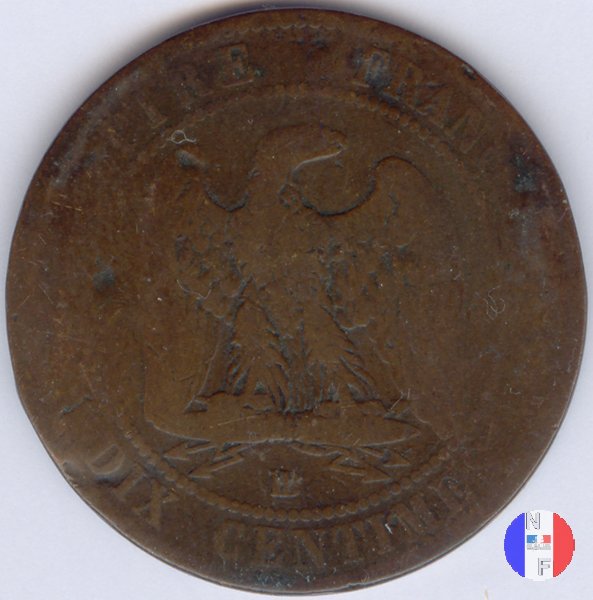 10 centesimi - testa nuda 1855 (Strasburgo)