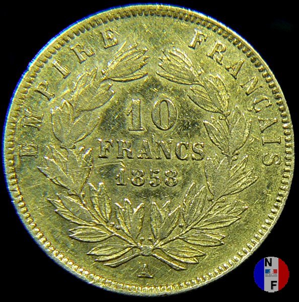 10 franchi - testa nuda, grande modulo 1858 (Parigi)