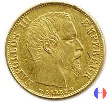 10 franchi - testa nuda, piccolo modulo 1854 (Parigi)