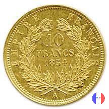 10 franchi - testa nuda, piccolo modulo 1854 (Parigi)