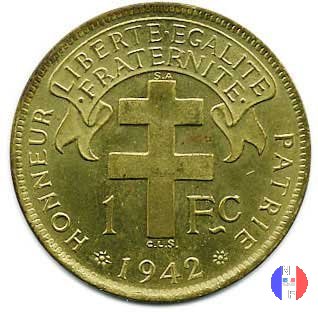 1 franco A.E.F. - Libre 1942 (Pretoria)