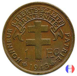 1 franco Camerun francese Libre 1943 (Pretoria)