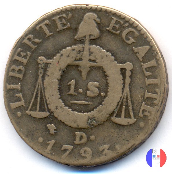 1 sol - tipo françoise 1793 (Digione)