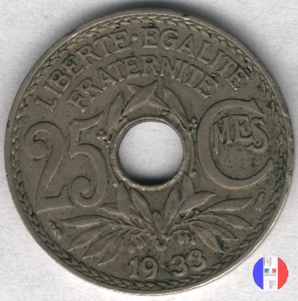 25 centesimi Lindauer - cupronickel 1933 (Parigi)