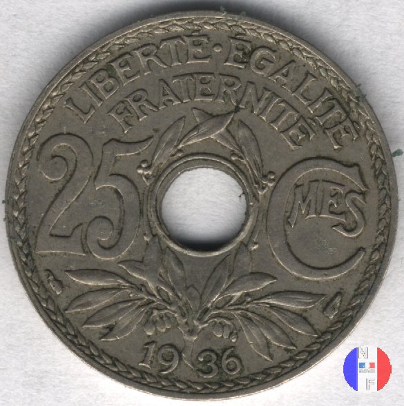 25 centesimi Lindauer - cupronickel 1936 (Parigi)