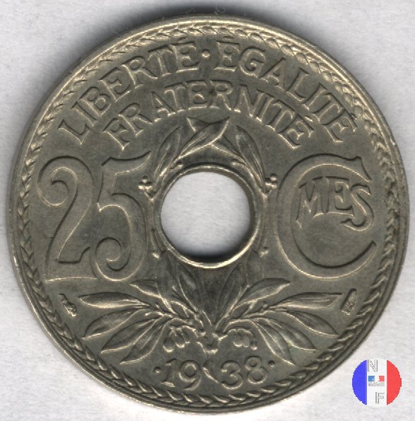 25 centesimi Lindauer - maillechort 1938 (Parigi)