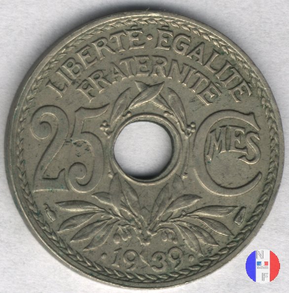 25 centesimi Lindauer - maillechort 1939 (Parigi)