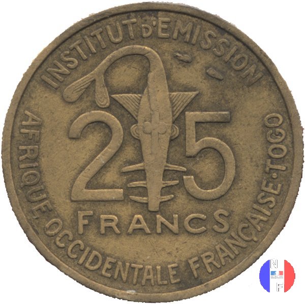 25 franchi A.O.F. - Togo 1957 (Parigi)