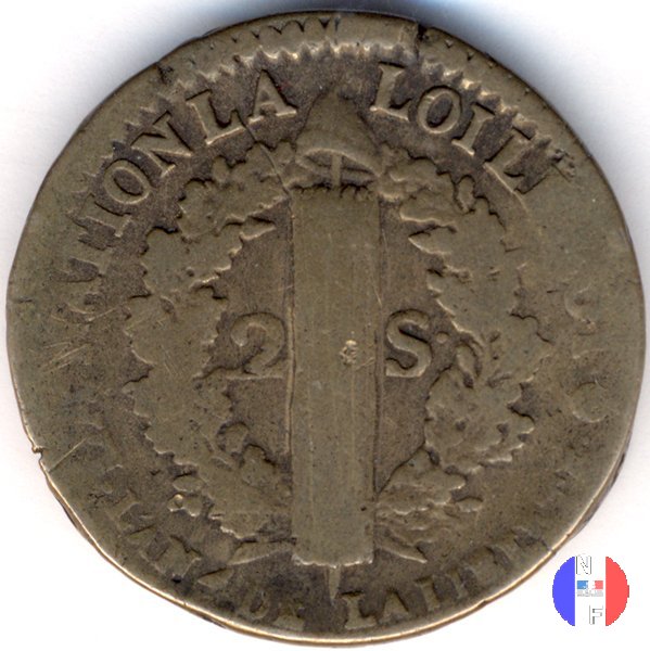 2 sols - tipo françois 1792 (Perpignan)