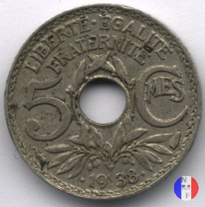 5 centesimi Lindauer - maillechort 1938 (Parigi)