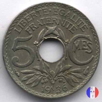 5 centesimi Lindauer - piccolo modulo 1936 (Parigi)