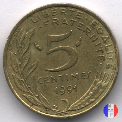 5 centesimi Marianna 1991 (Pessac)