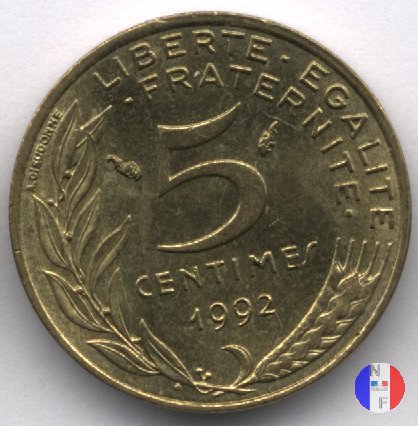 5 centesimi Marianna 1992 (Pessac)